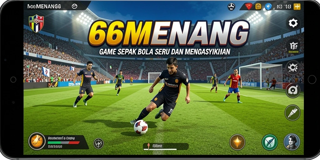 Tampilan gameplay menarik dari 66MENANG saat pertandingan sepak bola berlangsung.