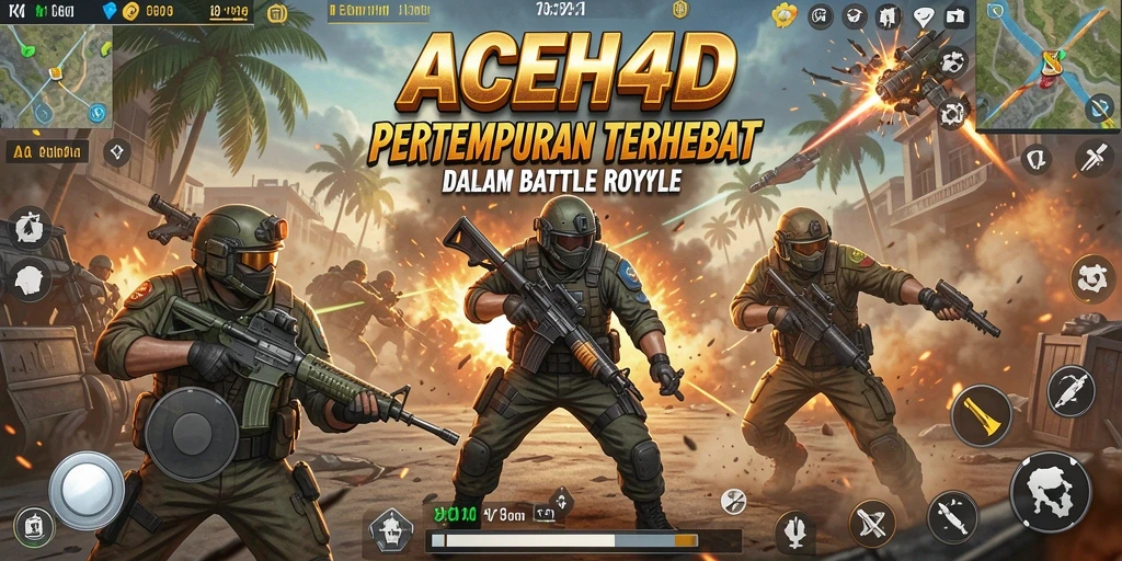Tampilan gameplay seru di ACEH4D dalam arena Battle Royale.