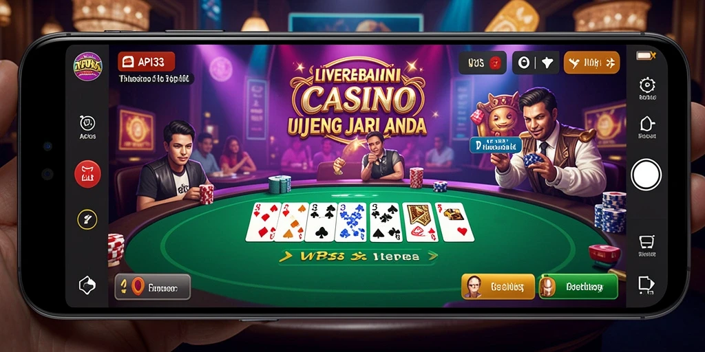 Screenshot gameplay API33 menampilkan dealer langsung dalam suasana kasino yang nyata.