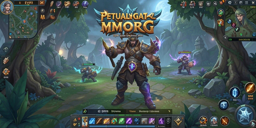 Tampilan gameplay seru dari EVIP2 dalam dunia MMORPG yang luas.