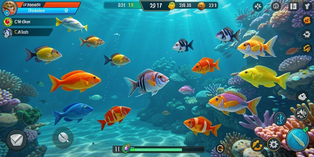 Screenshot gameplay FOMOTOTO menampilkan aksi menembak ikan yang seru.