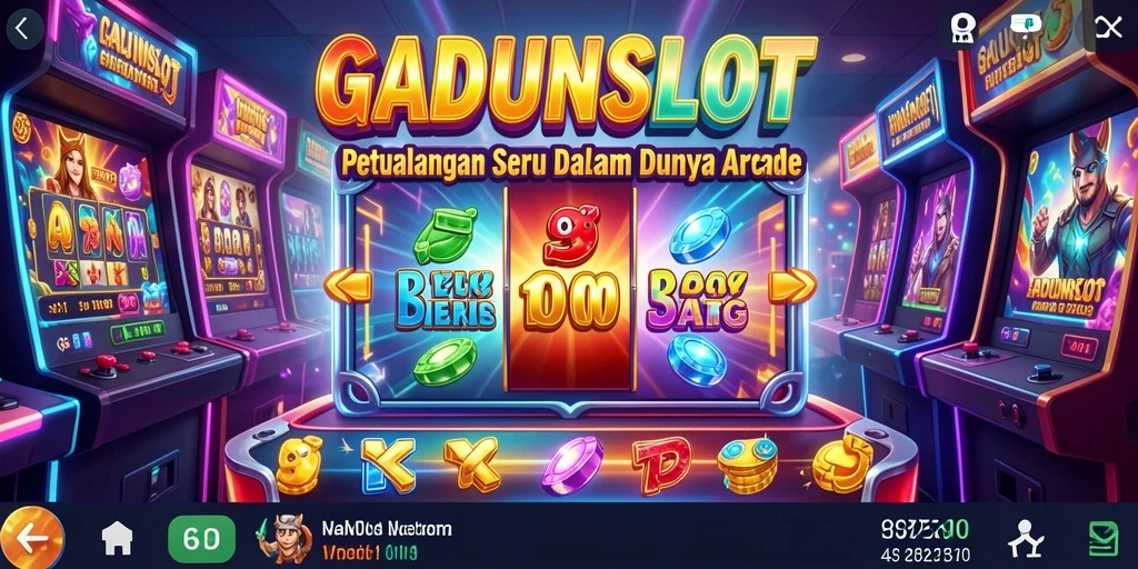 Tampak gameplay GADUNSLOT dengan mesin slot yang penuh warna