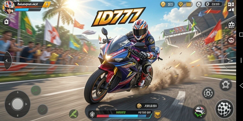 Tampilan menegangkan balapan motor di ID777 dengan grafik mendetail.