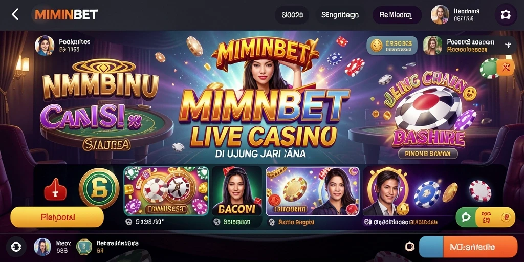 Screenshot MIMINBET menampilkan permainan Live Casino dengan dealer langsung.