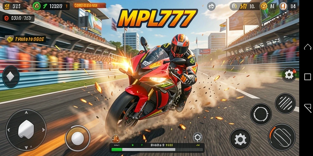 Screenshot utama menunjukkan pengalaman balap motor yang mendebarkan.