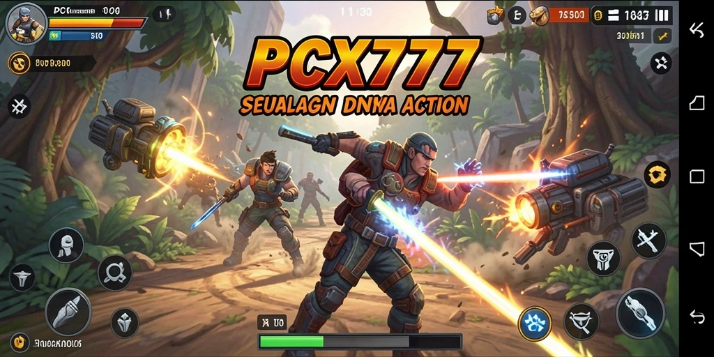 Screenshot gameplay menampilkan aksi mendebarkan dalam PCX777.
