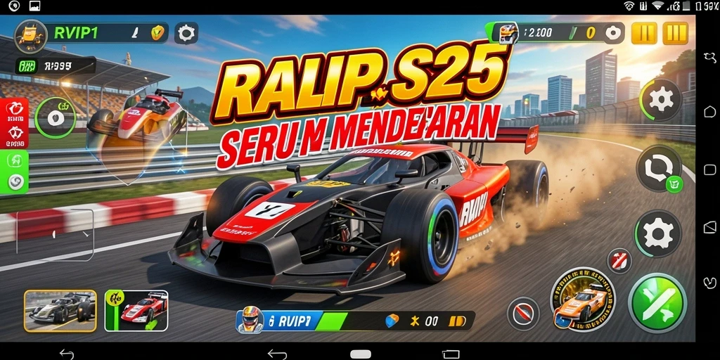 Screenshot gameplay <strong>RVIP1</strong> menunjukkan momen balap yang mendebarkan.