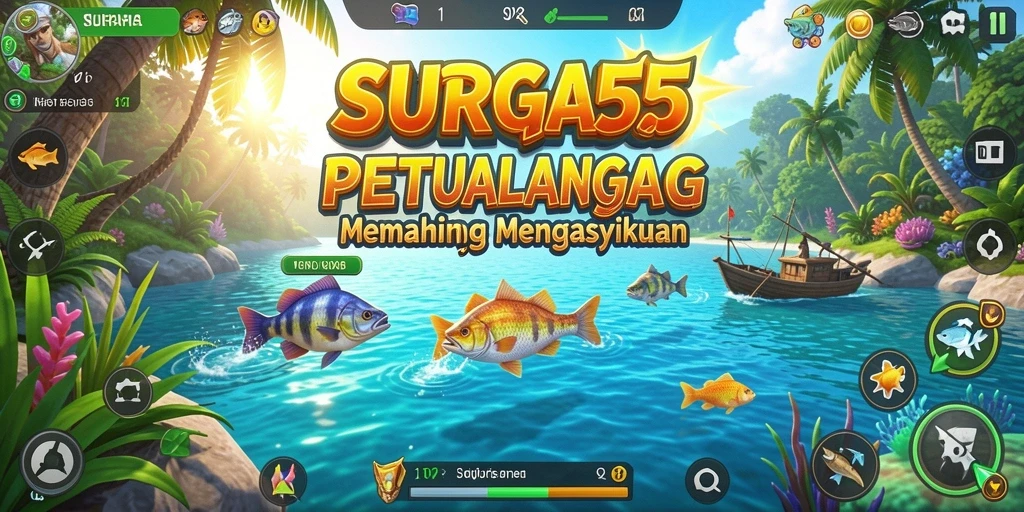 Tampilan gameplay SURGA55 yang memikat saat memancing di laut.