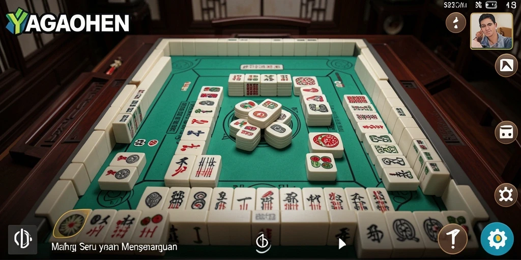 Tampilan gameplay seru dalam YAGAOHEN dengan elemen Mahjong yang menarik.